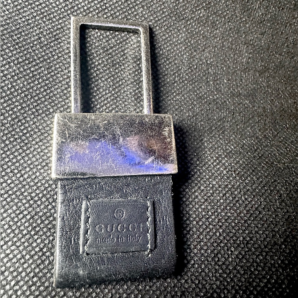 Gucci Key Ring/ Bag Charm Leather & Silver Rare Collector Accessory Vintage - Picture 6 of 6